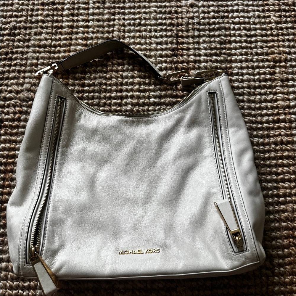 Michael Kors Silver Leather Hobo Bag